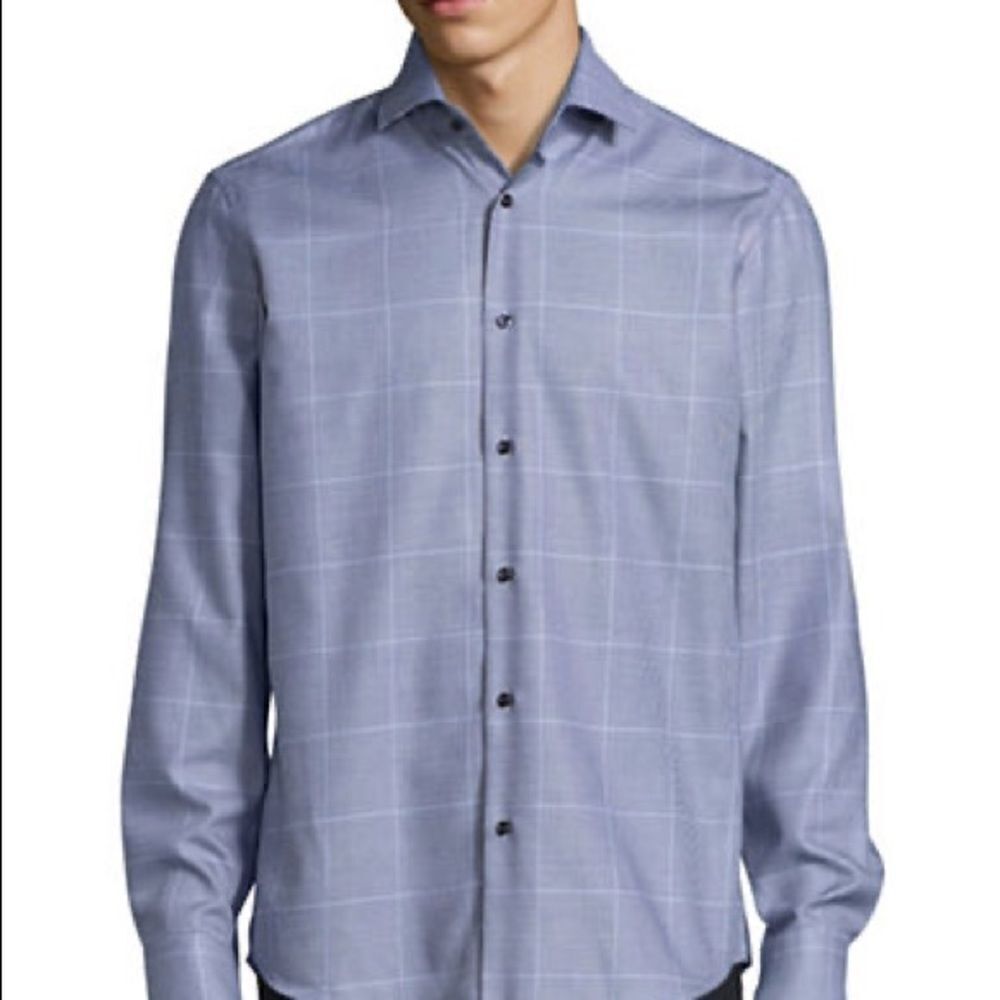 Hugo Mixed Check Shirt-BLUE-EU 39/US 15.5